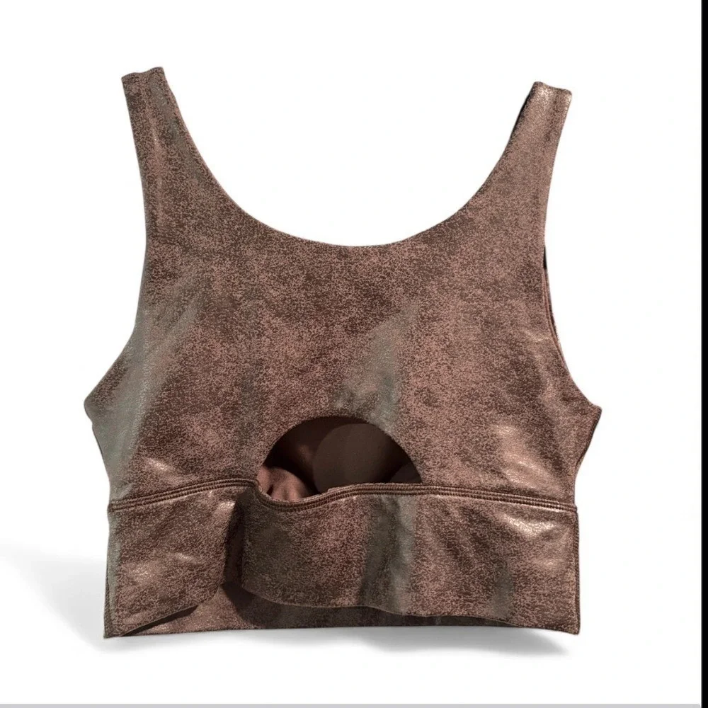 OFFLINE by Aerie Bronze Metallic Crackle Sports‎ Bra Women XS Medium Support